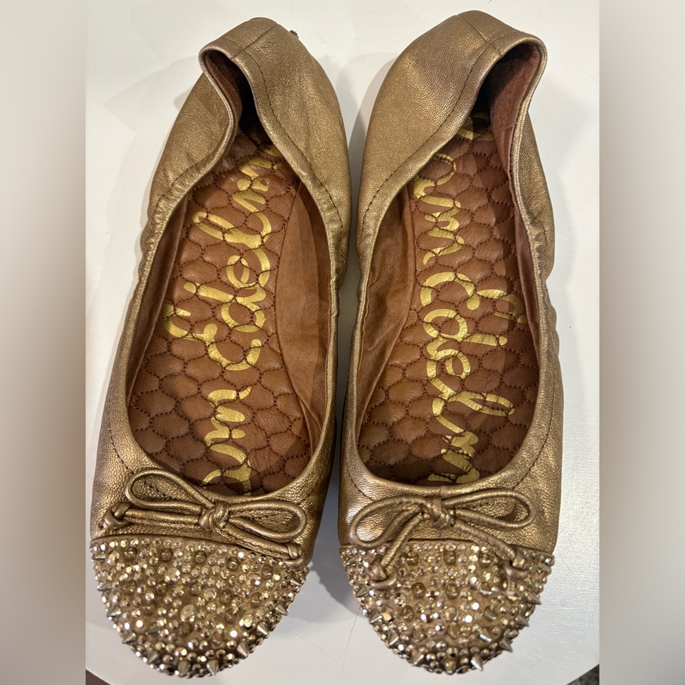 Sam Edelman Gold Sparkly Ballet Flats - 7 1/2